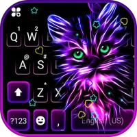 Purple Neon Cat Keyboard Theme